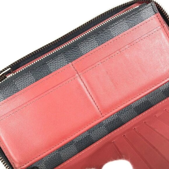 LOUIS VUITTON Damier Graphite Zippy Wallet Zip Around Wallet Black/Red - Picture 12 of 16